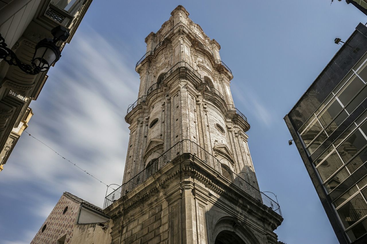Low angle view of tower against the sky