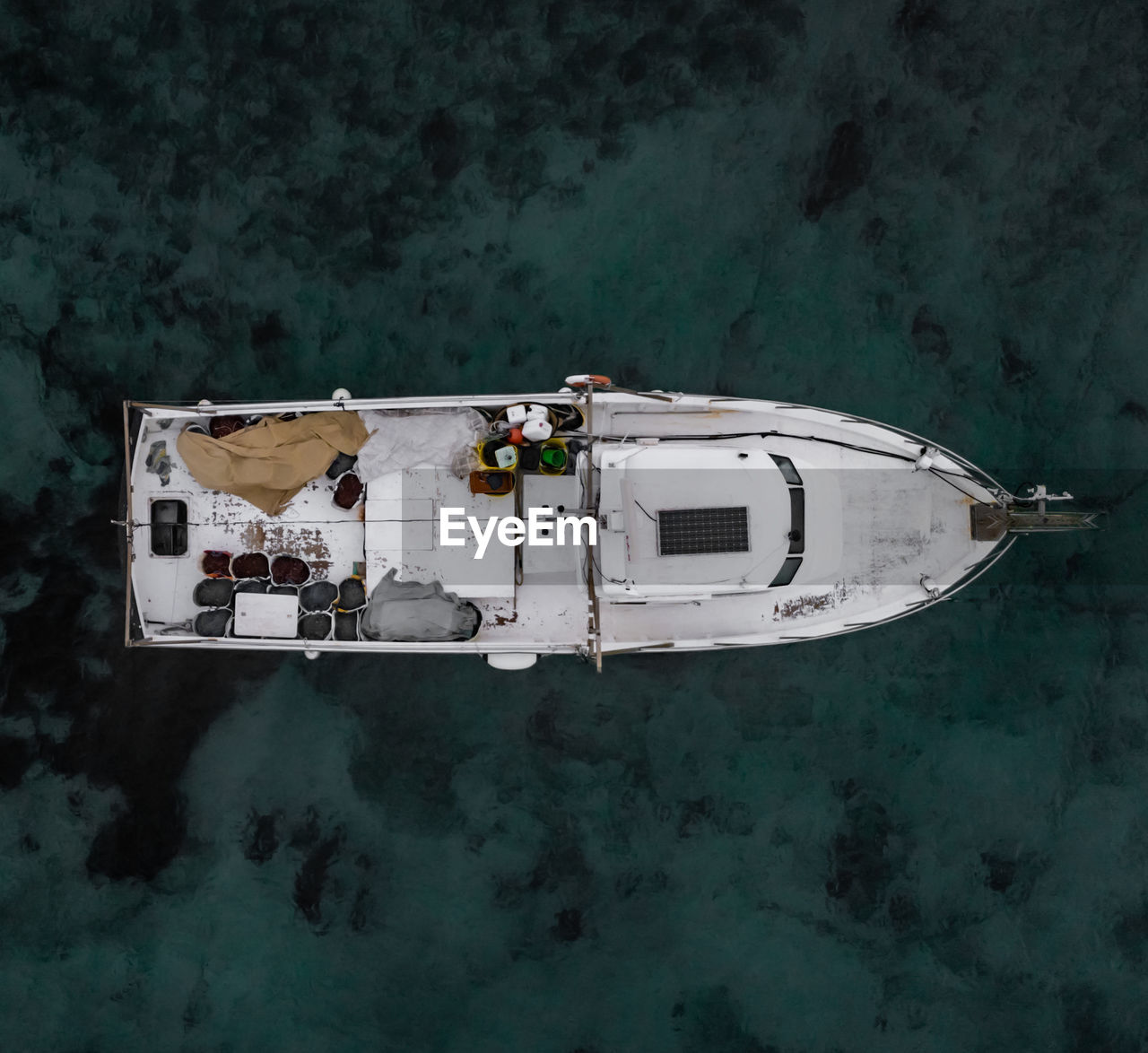 High angle view of fishing boat 