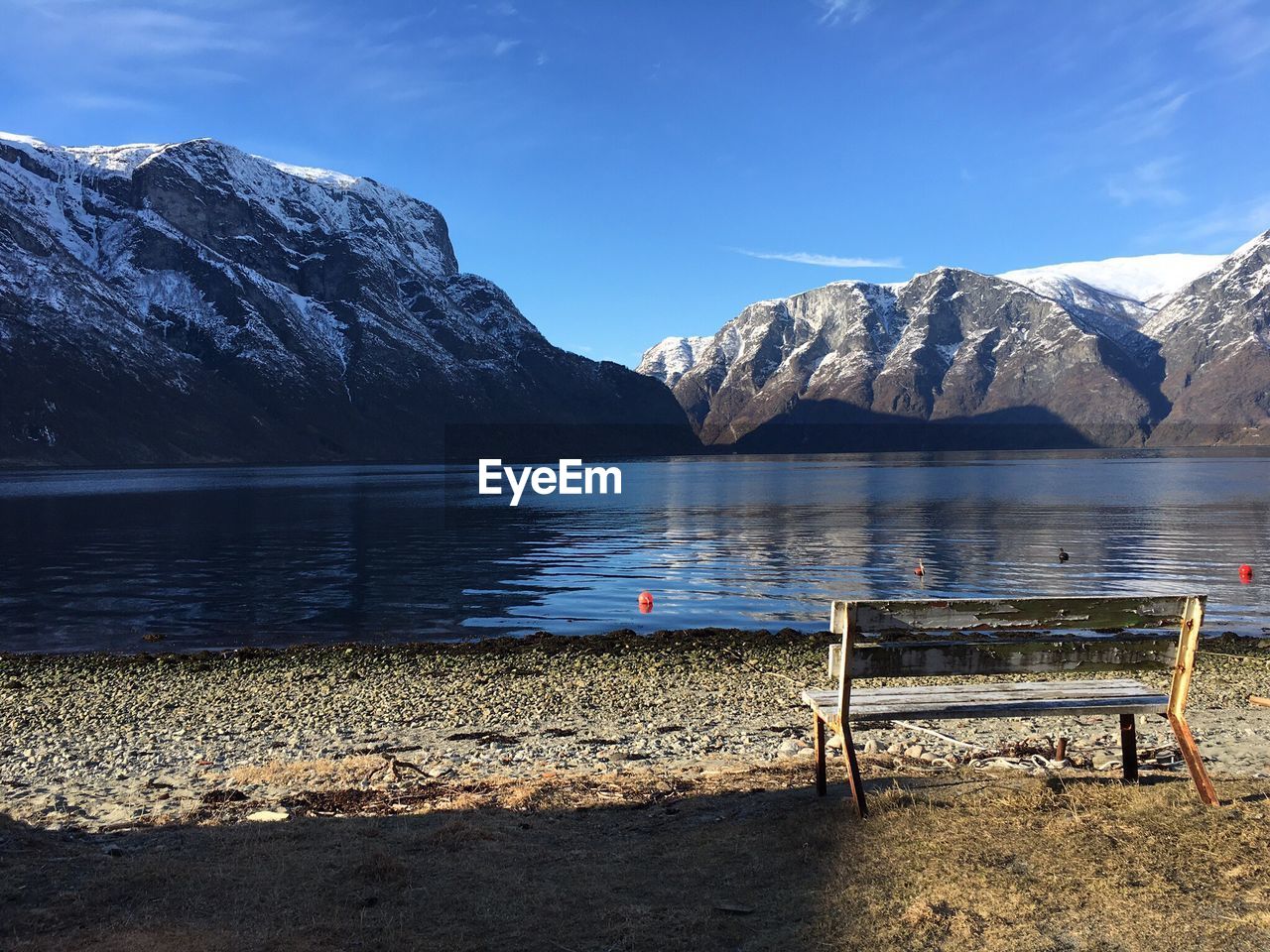 Bench at lakeshore