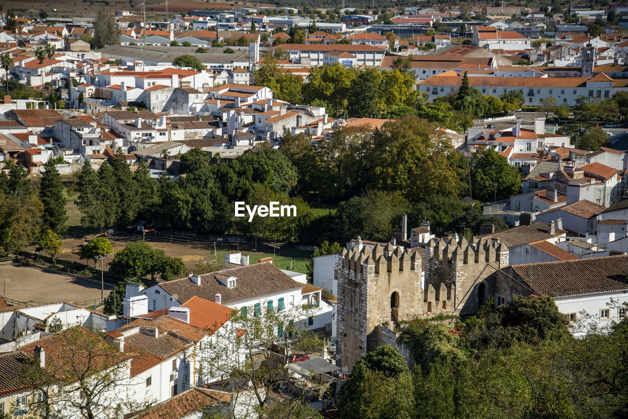 high angle view of buildings in city