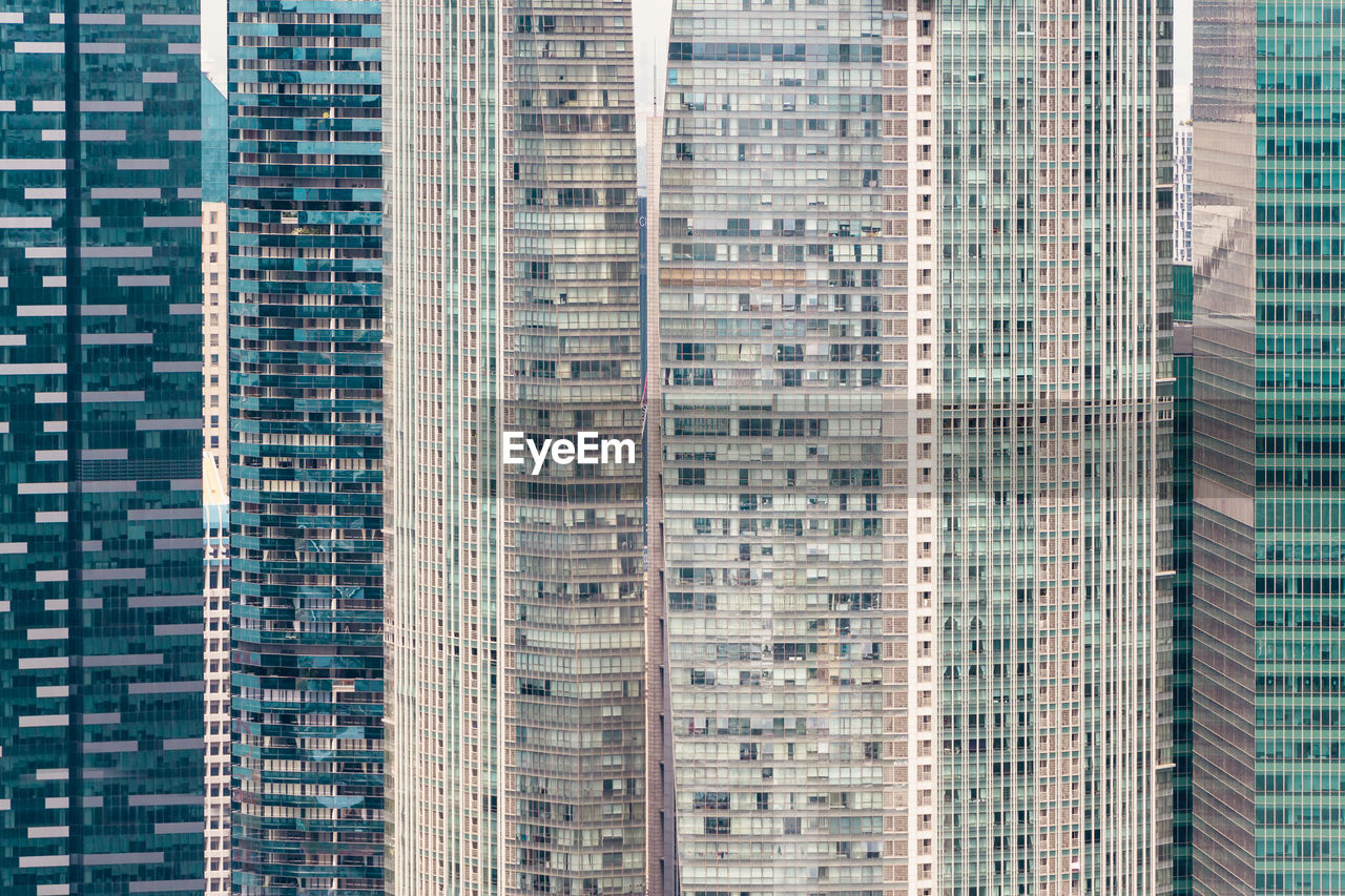 Full frame of modern skyscraper in city
