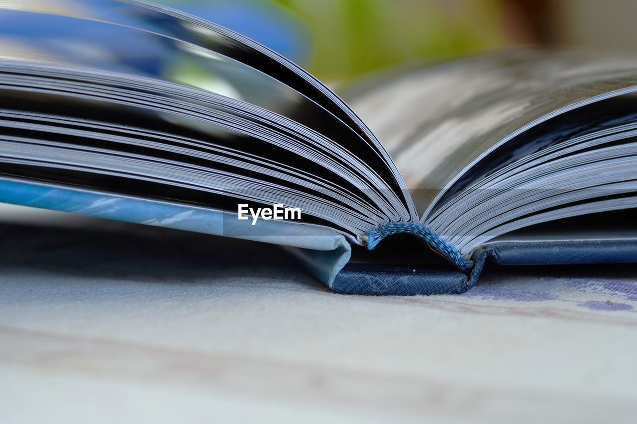 Close-up of open book on table