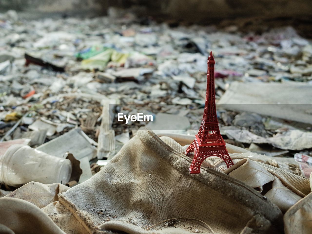 Close-up of miniature eiffel tower against blurred background