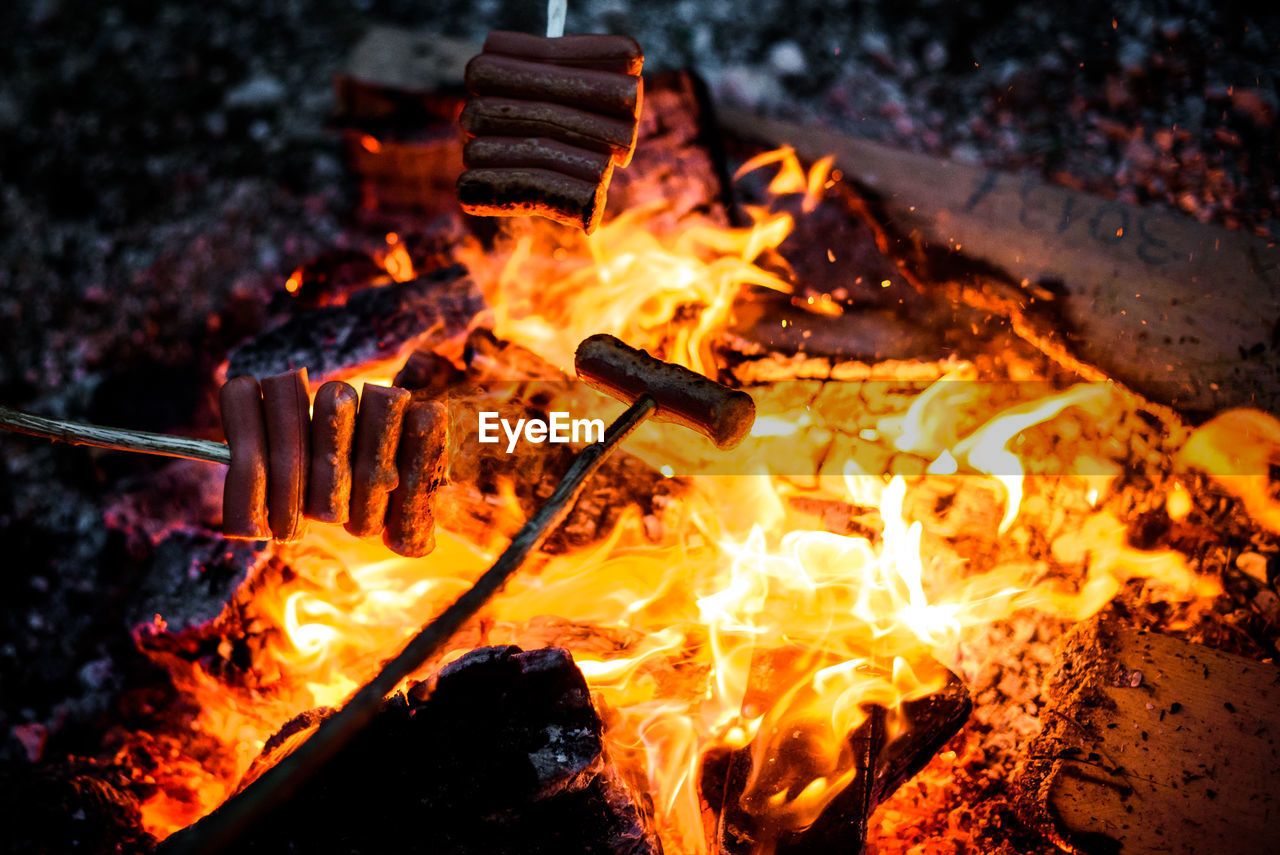 CLOSE-UP OF BONFIRE