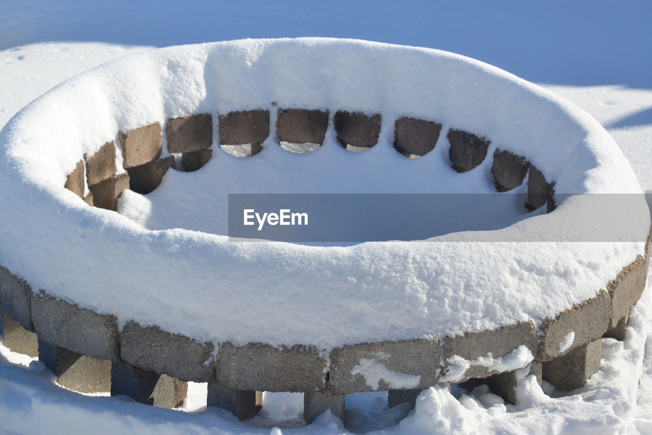 CLOSE-UP OF SNOW ON FIELD AGAINST SKY