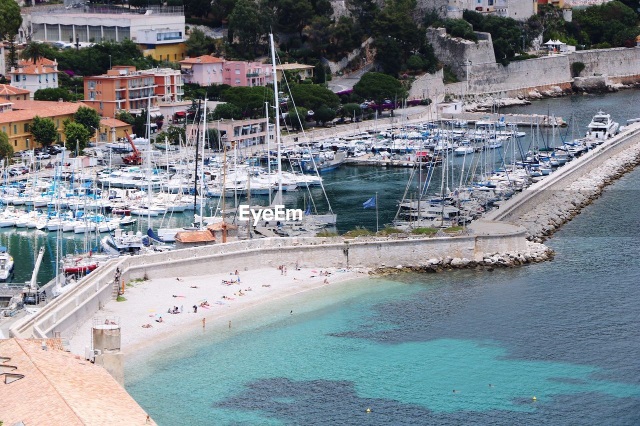 High angle view of harbor