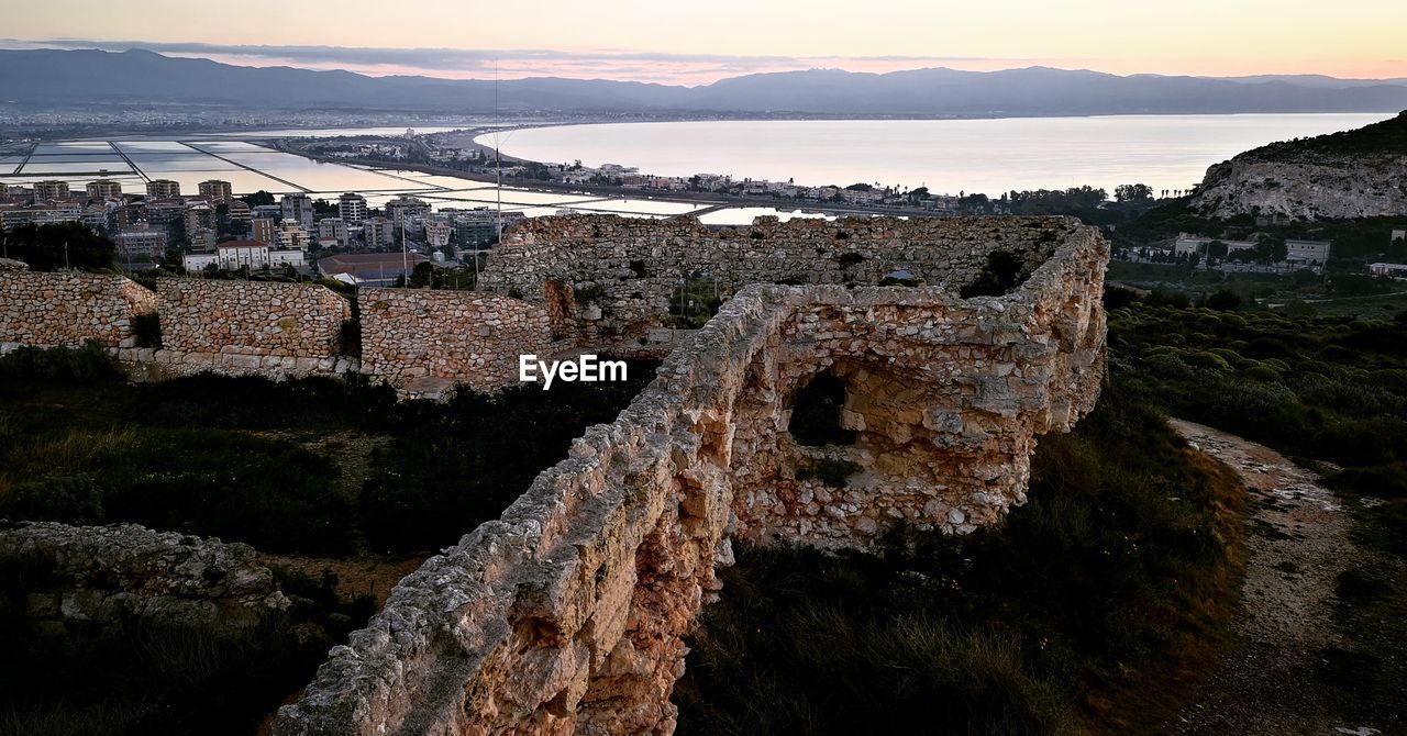 High angle view of old building in city