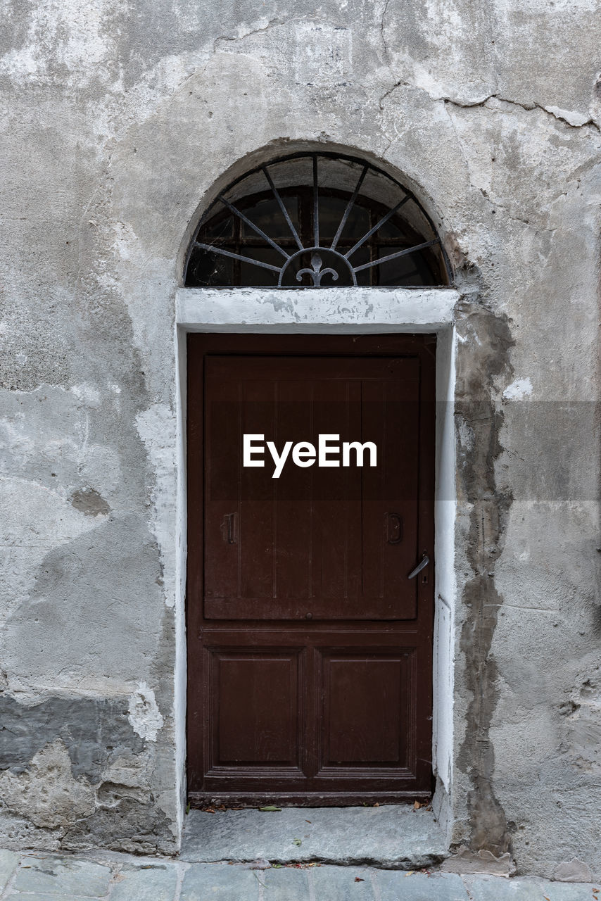 Closed door of old building