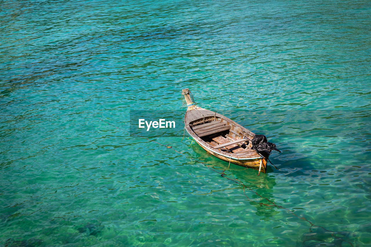 High angle view of boat in sea