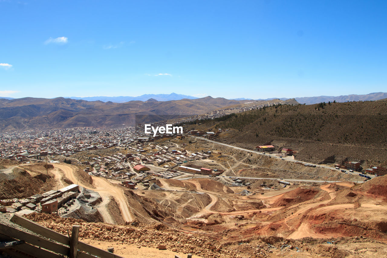 HIGH ANGLE VIEW OF ROAD AMIDST LANDSCAPE AGAINST SKY