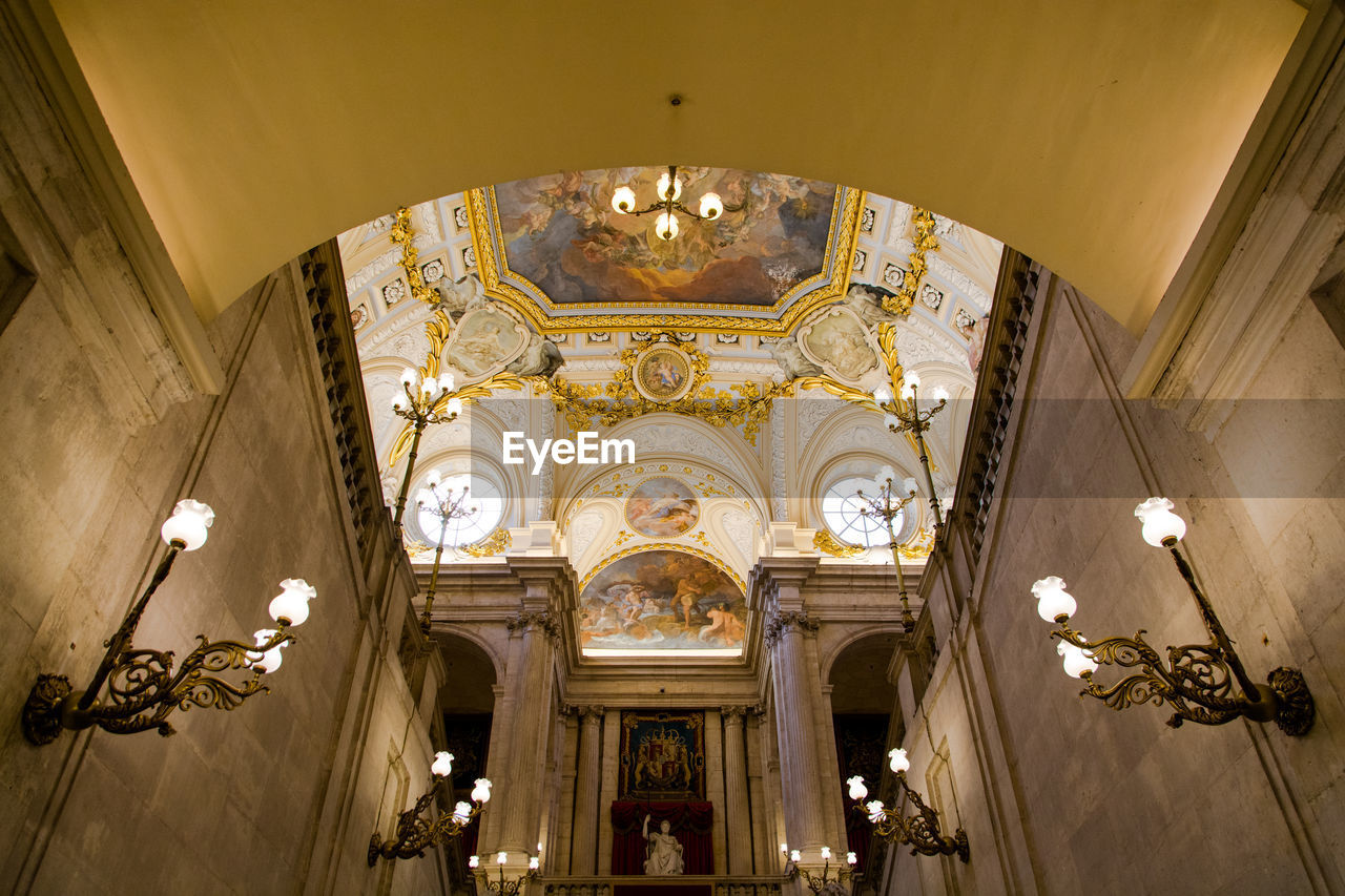 Low angle view of ceiling in royal palace of madrid