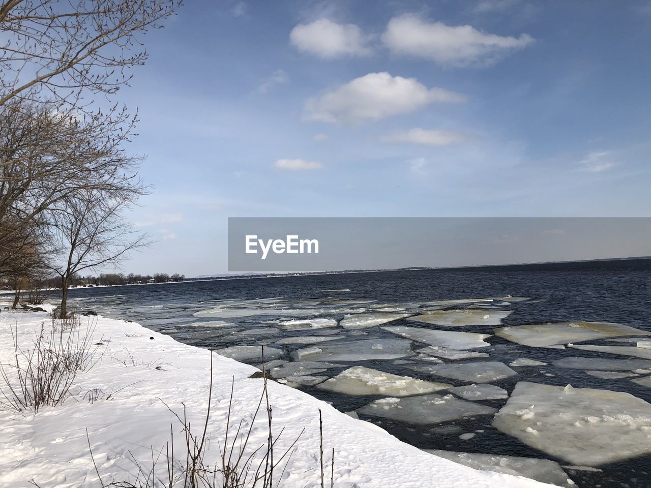 Scenic view of frozen sea against sky