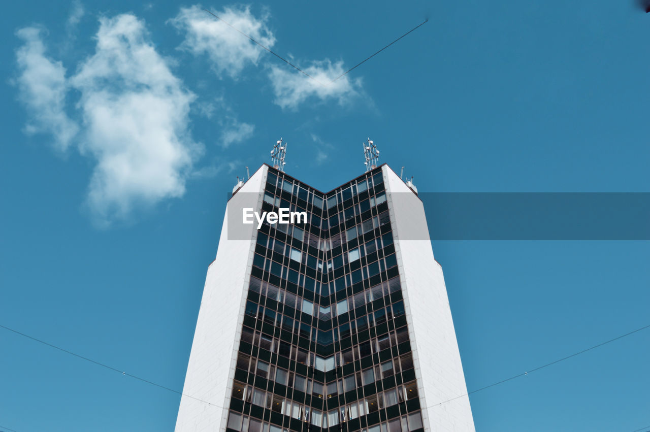 Low angle view of modern building against sky