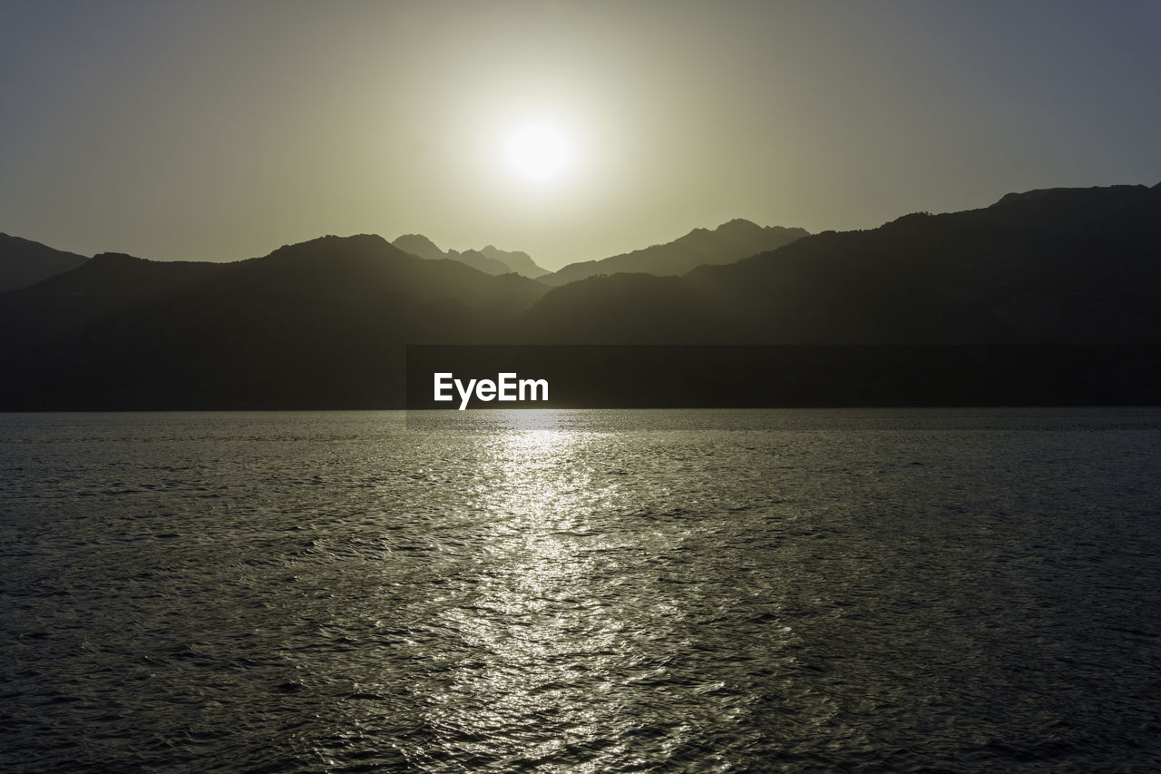 scenic view of sea against clear sky during sunset