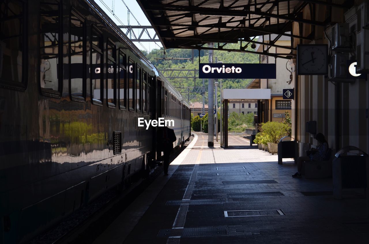 TEXT ON RAILROAD PLATFORM