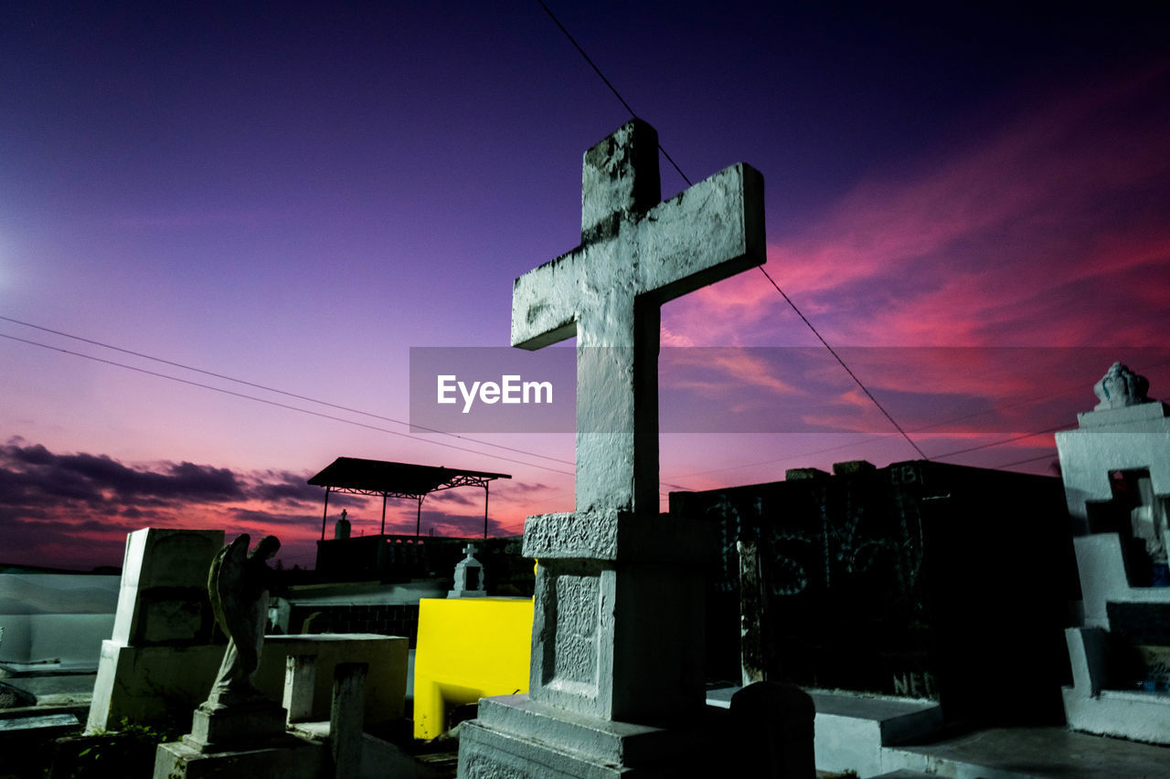 Twilight in a cemetery