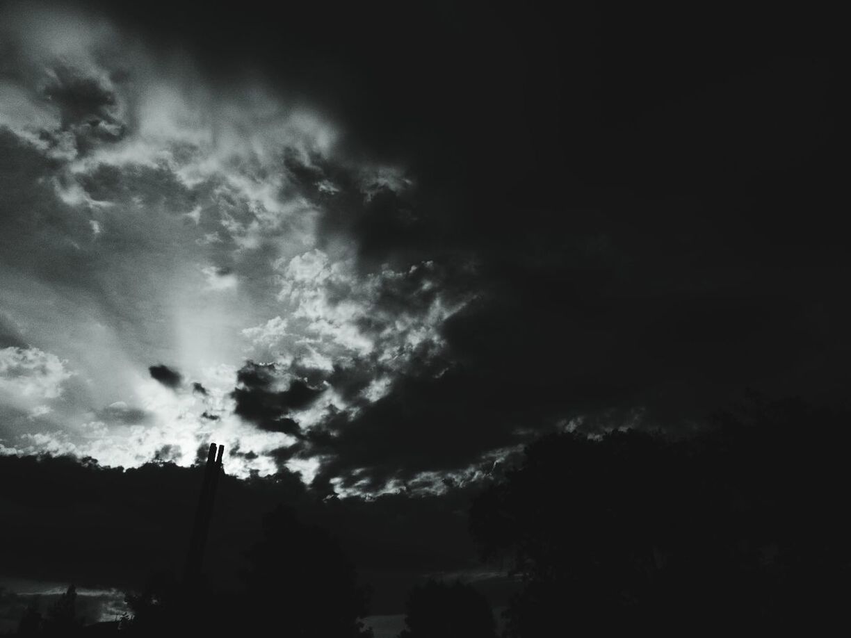 Low angle view of cloudy sky at dusk