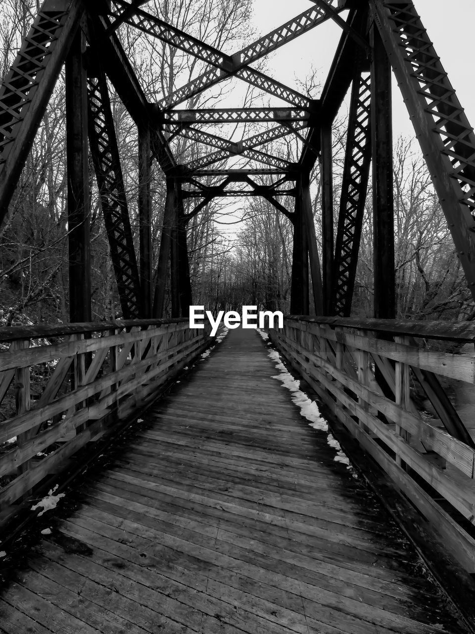 View of the footbridge in forest