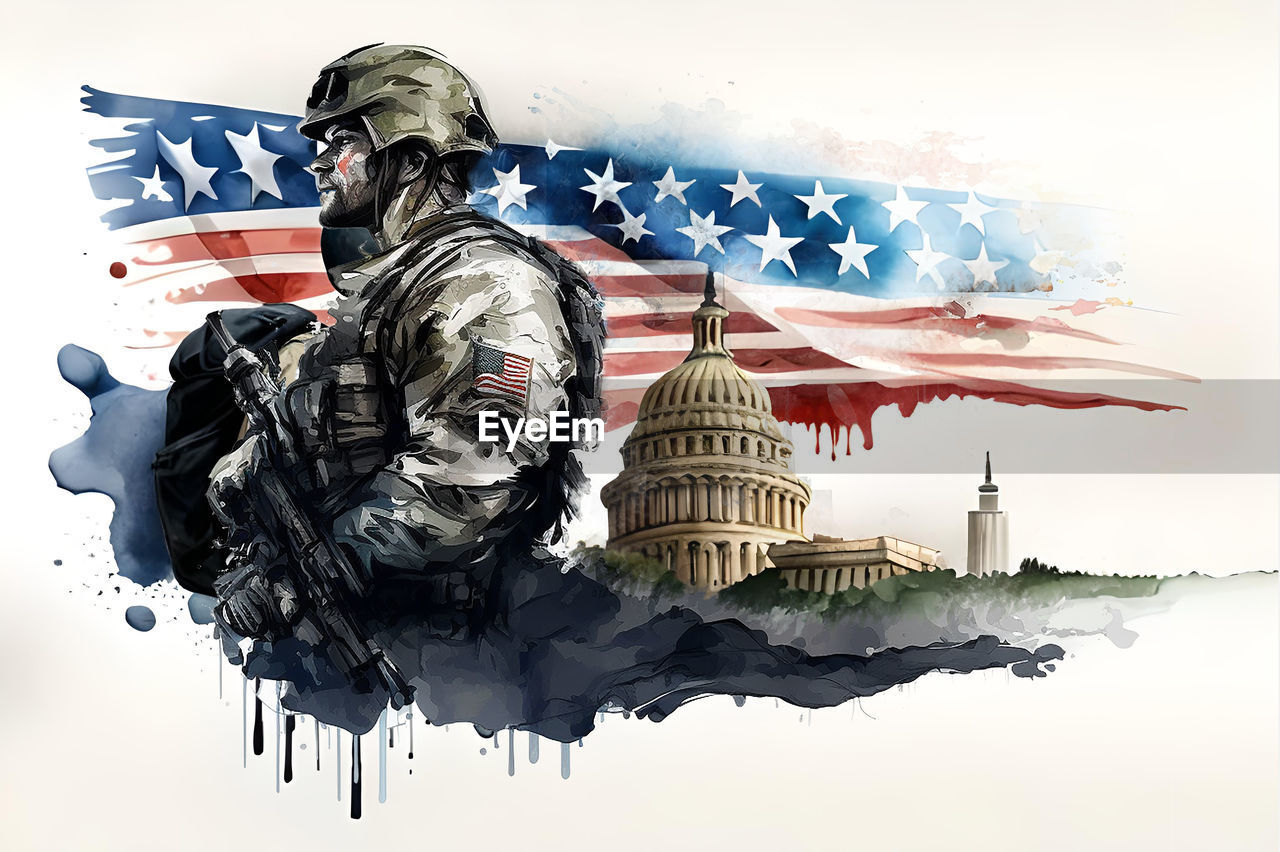 flag, patriotism, government, poster, architecture, adult, sky, armed forces, nature, men, one person, military, cartoon