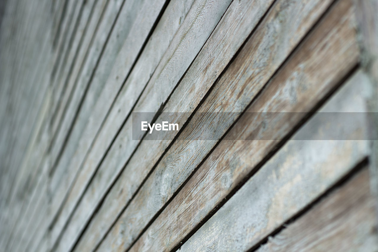 A wall of planks. painted board texture. old boardwalk in the street.