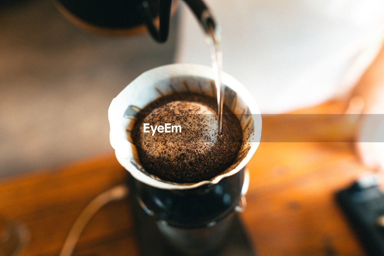 High angle view of coffee cup