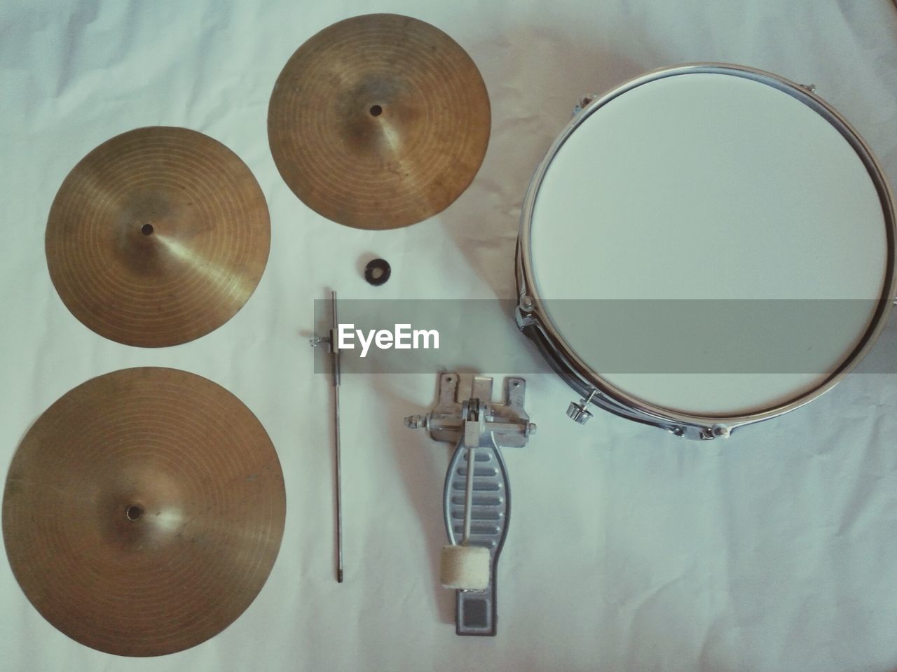 Directly above shot of musical instruments on table