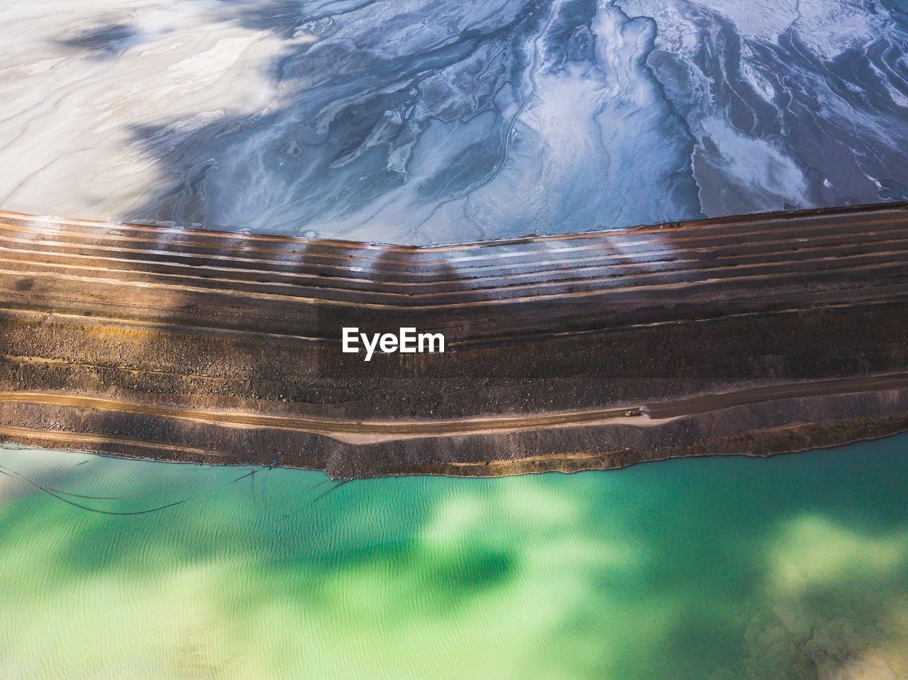 Aerial view of hot spring and mountains