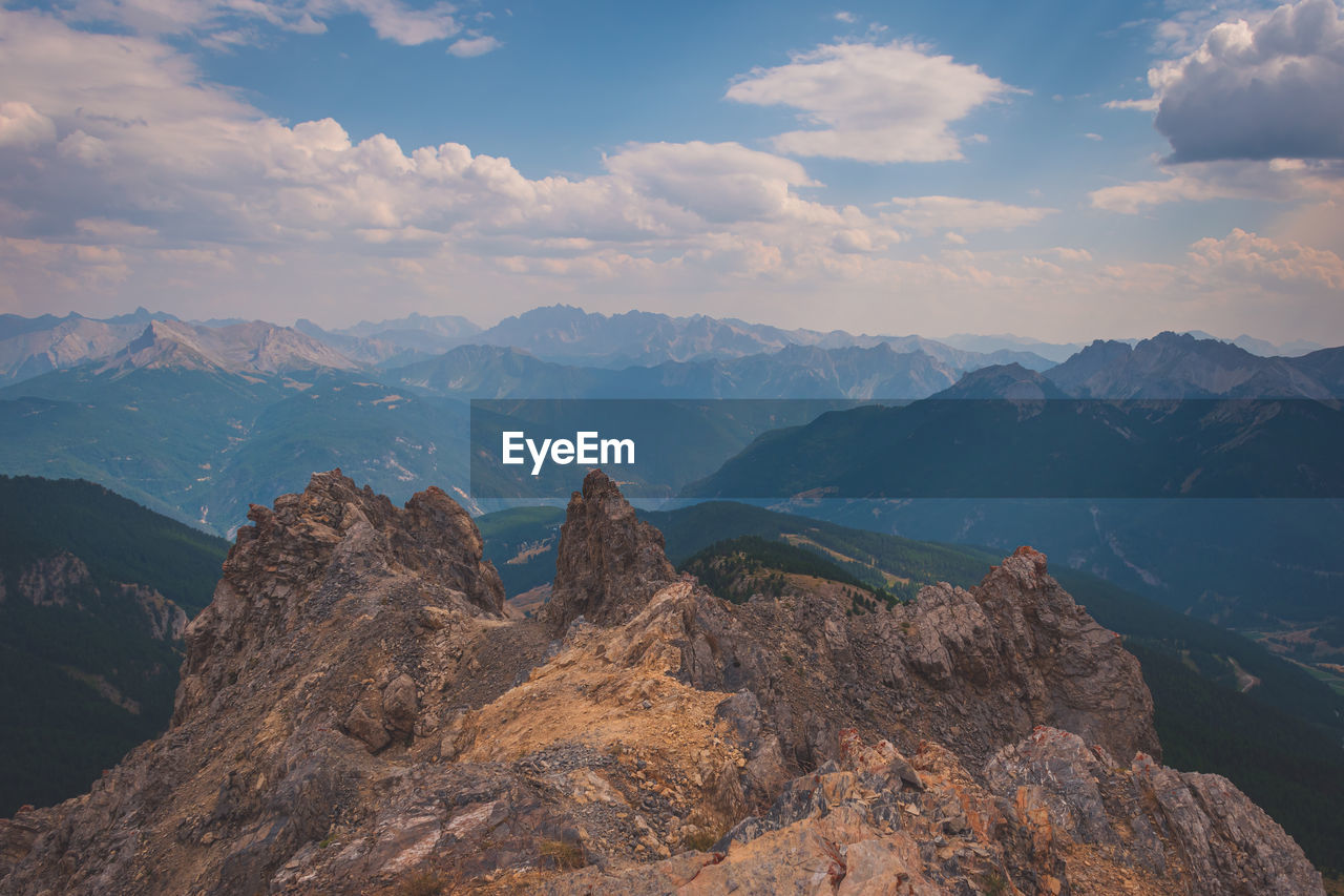 Scenic view of mountains against sky