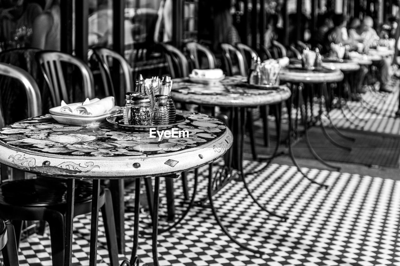 Chairs and tables in restaurant
