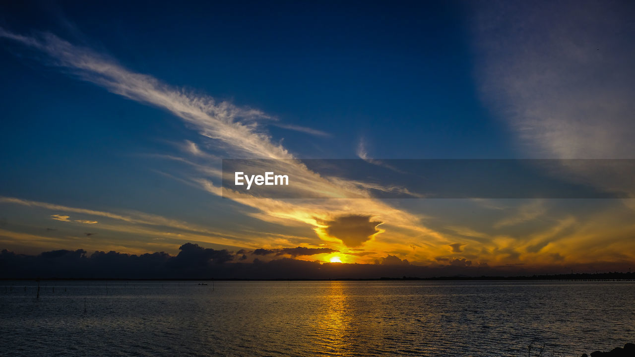 SCENIC VIEW OF SEA AT SUNSET