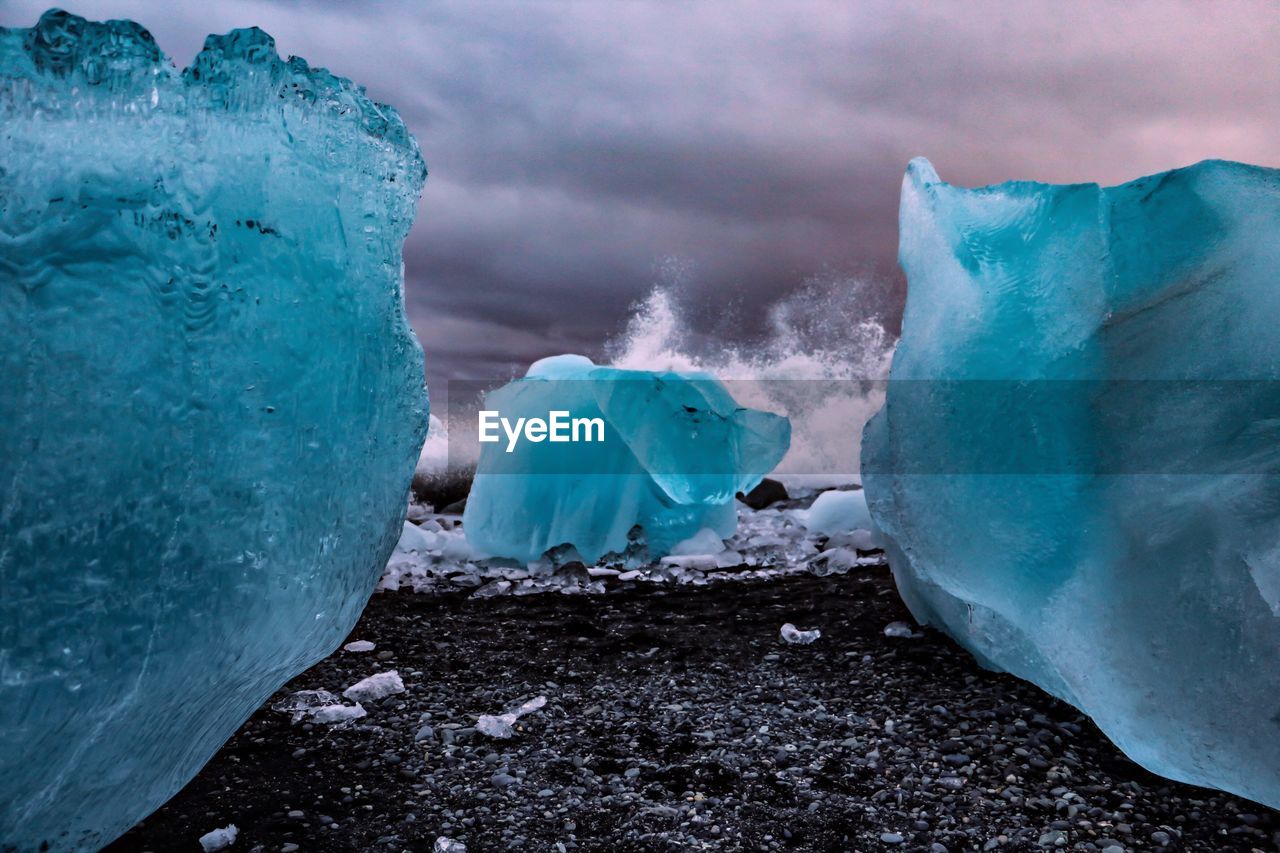 Scenic view of frozen sea against sky