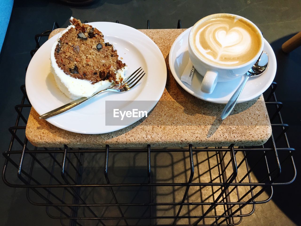 Close-up of cappuccino on table