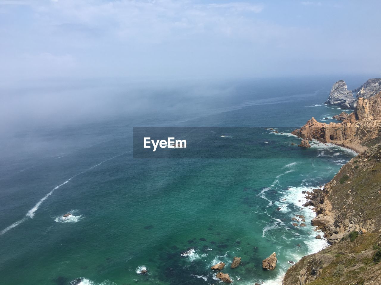 High angle view of sea against sky