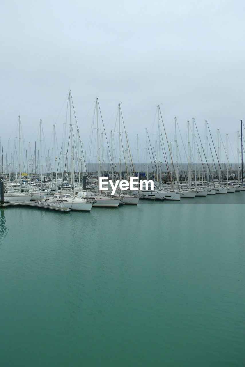 SAILBOATS MOORED IN MARINA