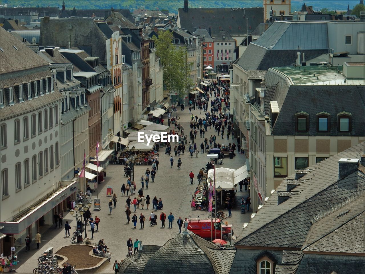 High angle view of city street