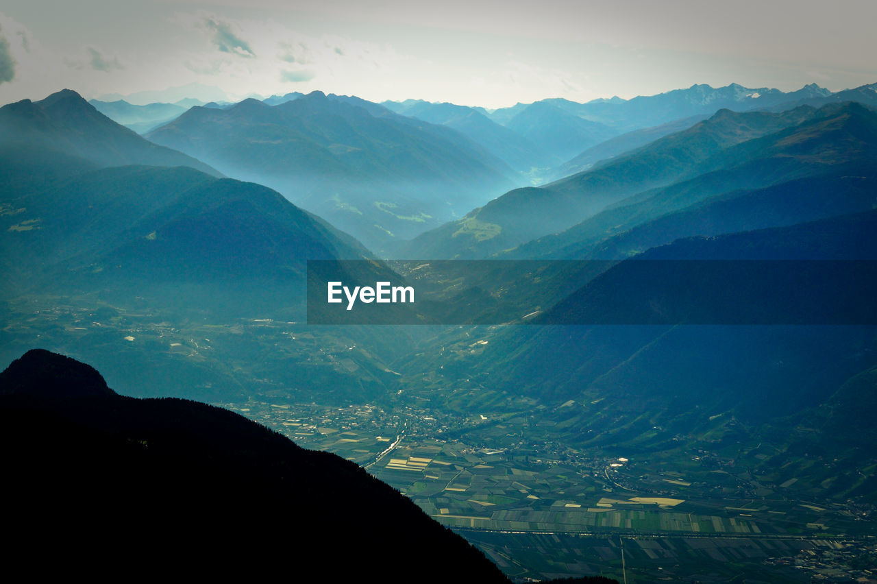 Scenic view of mountains against sky