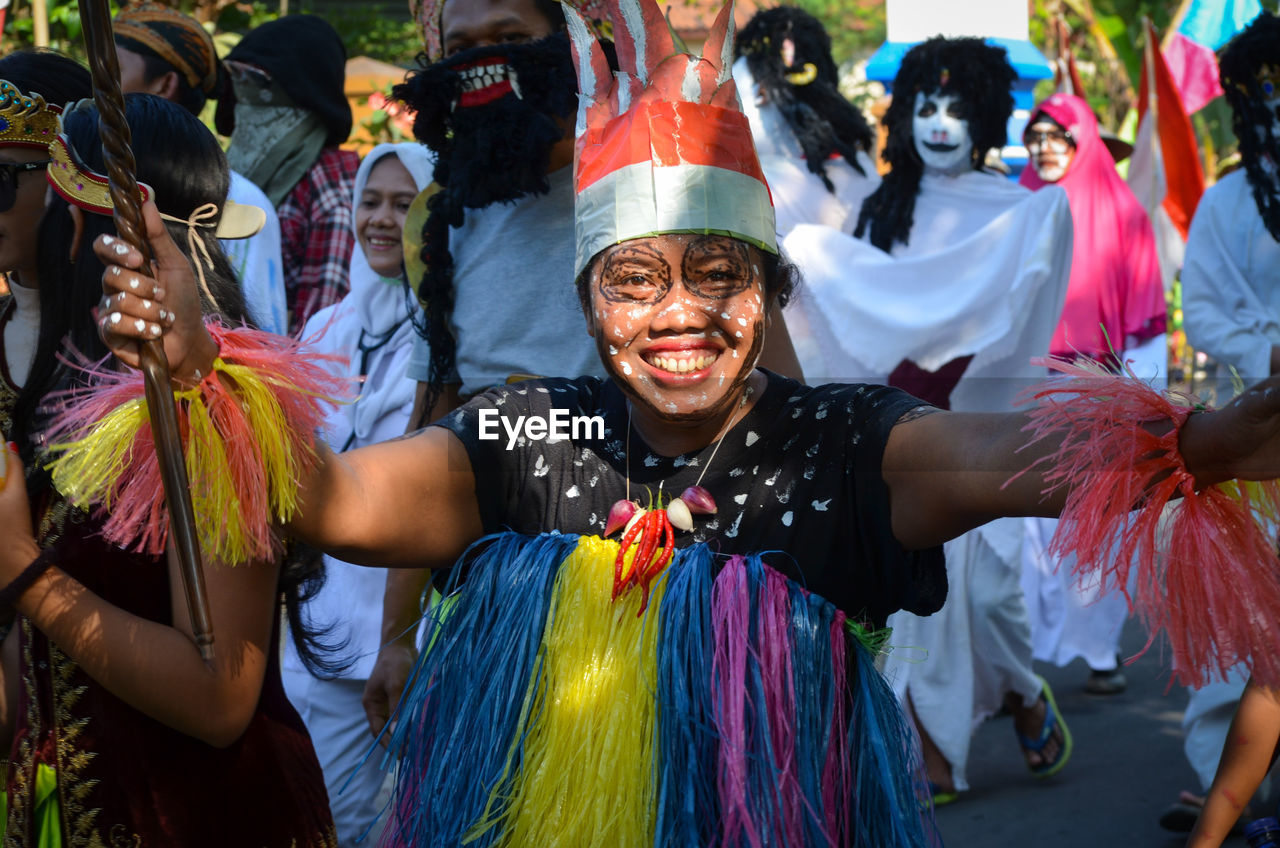 Portrait of woman in traditional clothing during festival