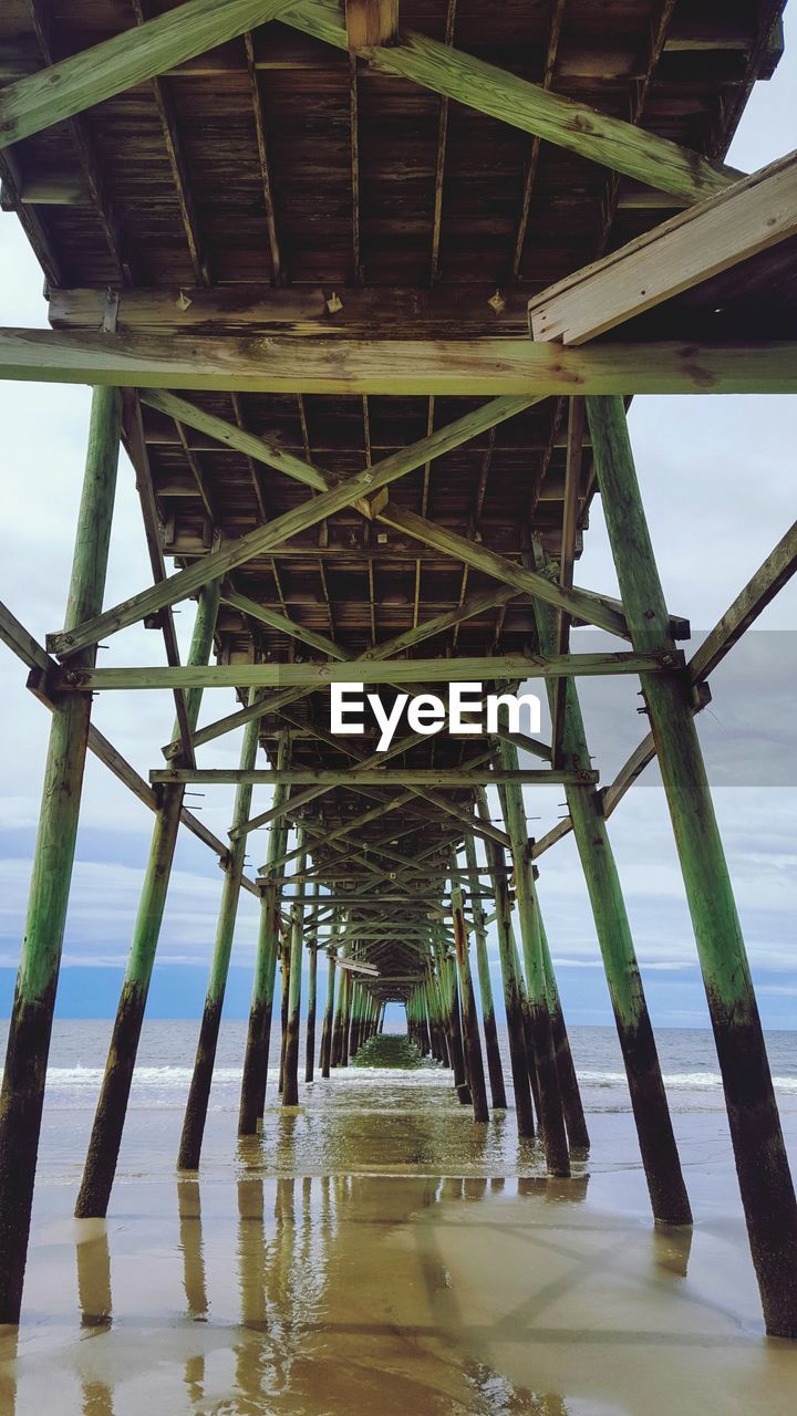 FULL FRAME SHOT OF PIER OVER SEA AGAINST SKY