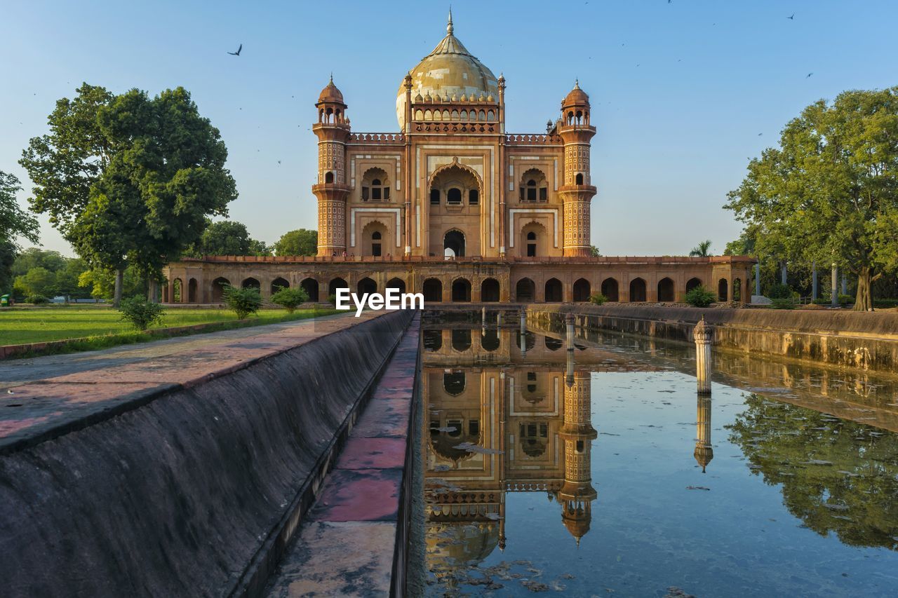 Reflection of building in lake