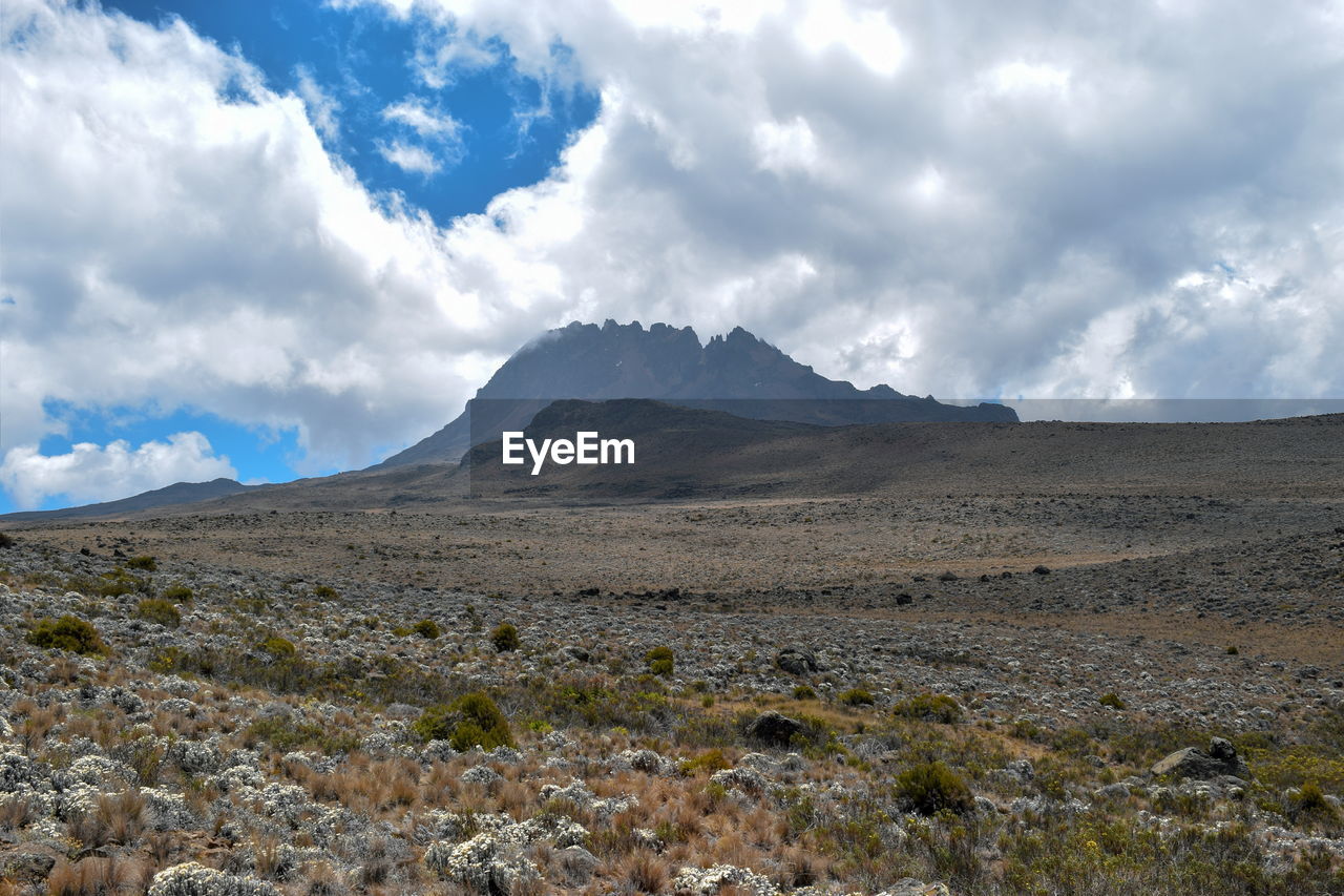 Scenic mountain landscapes against sky, mawenzi peak in the mount kilimanjaro national park