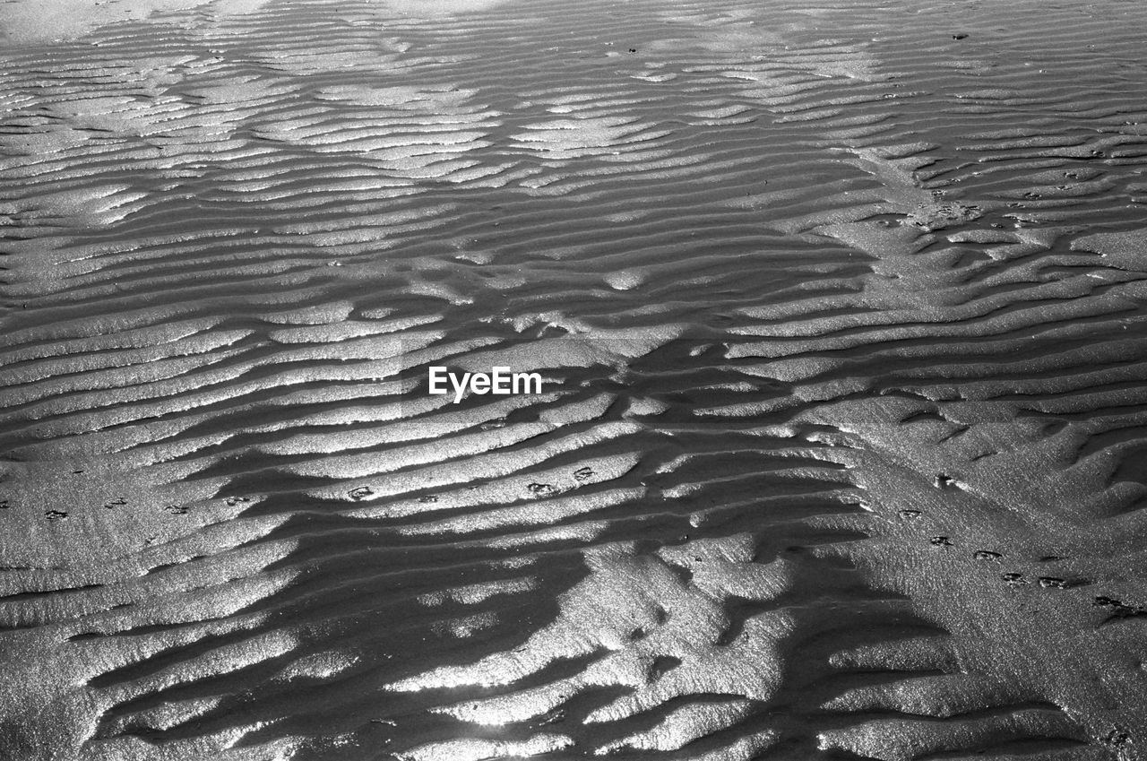 FULL FRAME SHOT OF SANDY BEACH WITH SHADOW