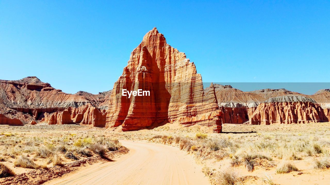 PANORAMIC VIEW OF ROCK FORMATIONS IN DESERT