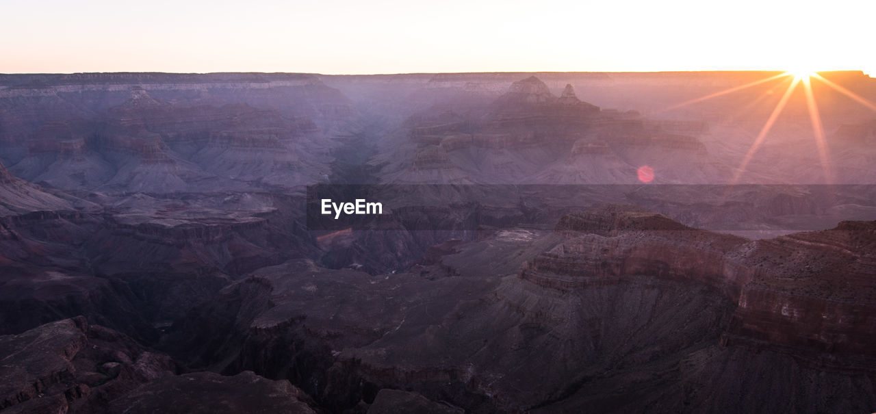 Aerial view of rock formations in grand canyon