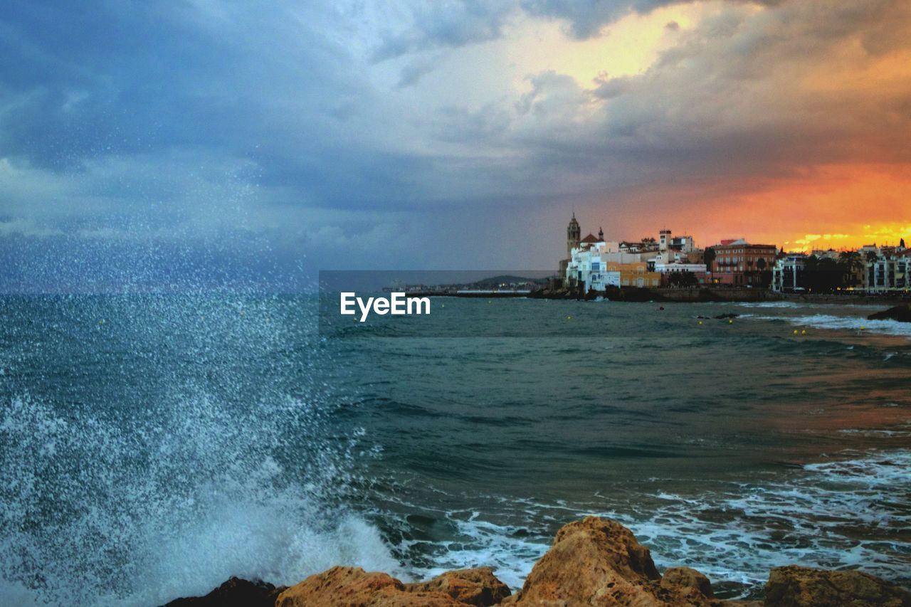 Scenic view of sea during sunset