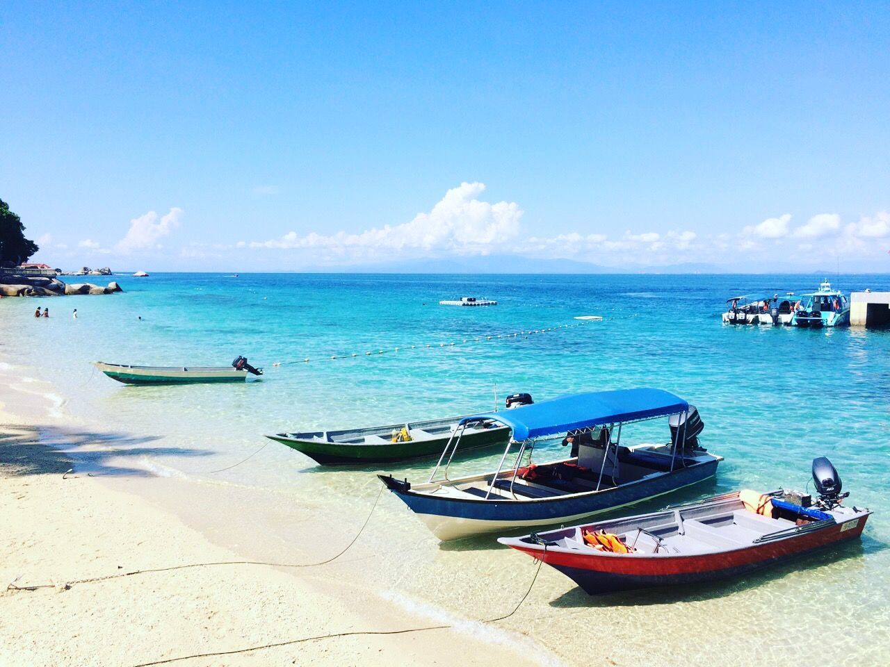 Scenic view of sea against blue sky