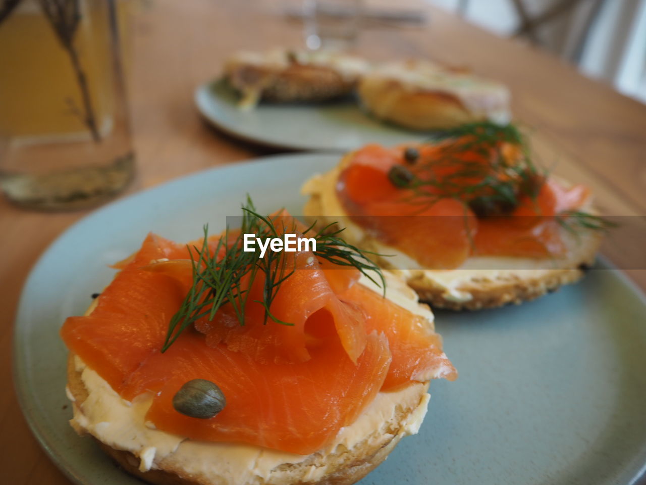 Close-up of served in plate on table