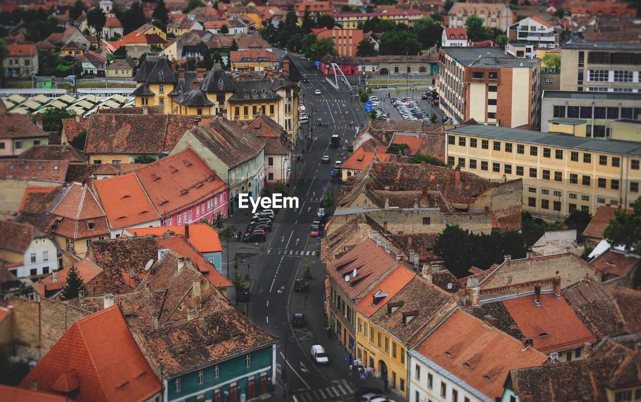 High angle shot of townscape