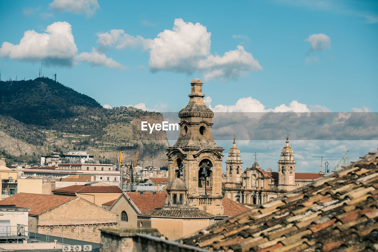 Rooftops in palermo, italy in january