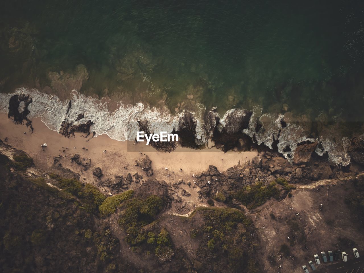 High angle view of beach against sky