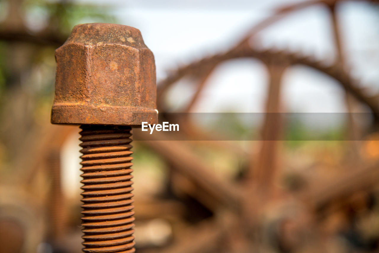 Close-up of rusty screw